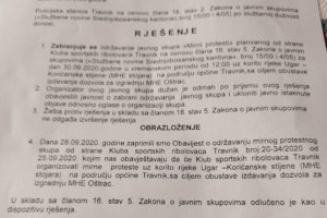 Zabranjeno održavanje mirnog protesta protiv gradnje MHE Oštrac